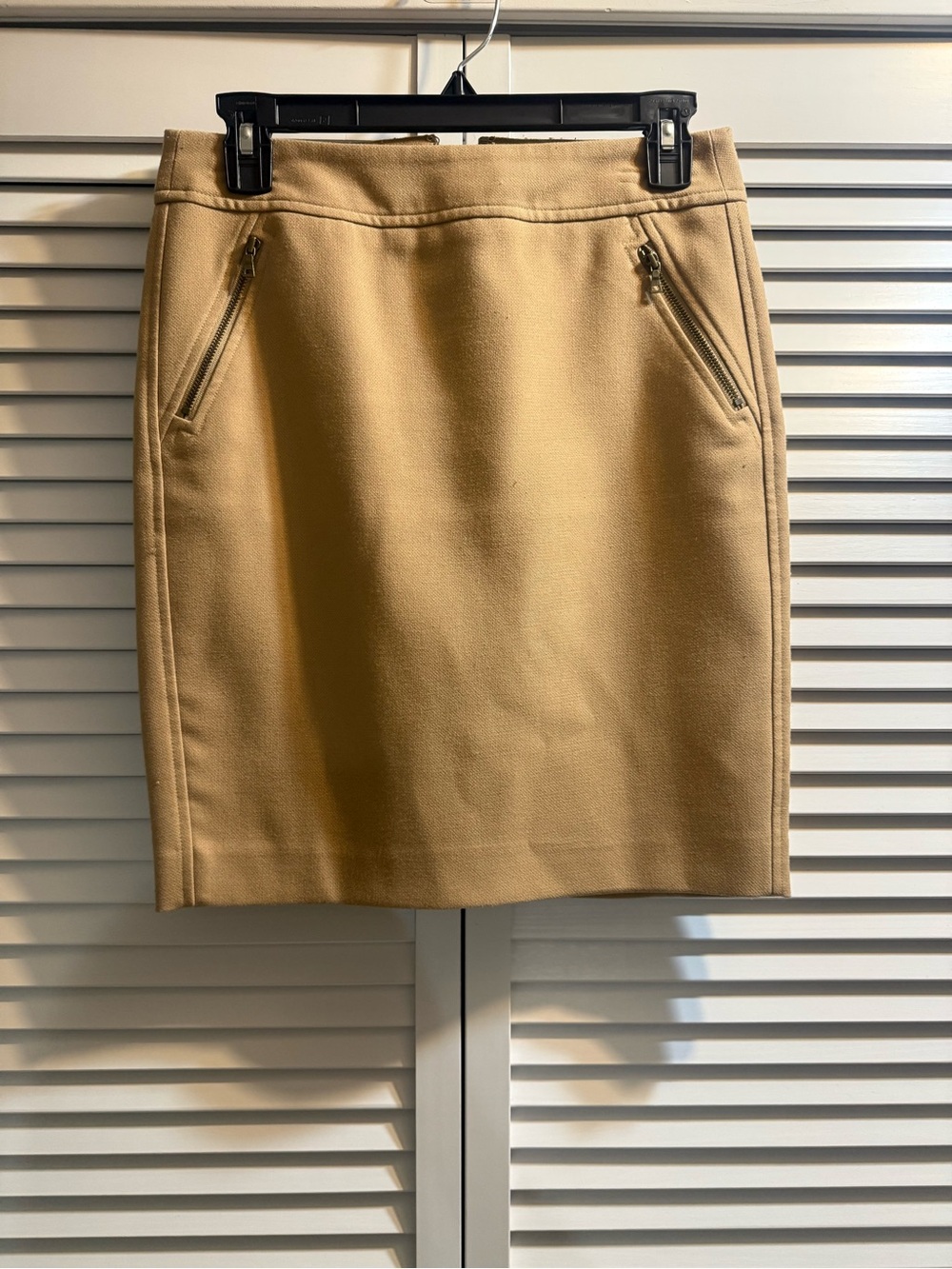 LOFT Tan Pencil Skirt with Zip Pocket Details